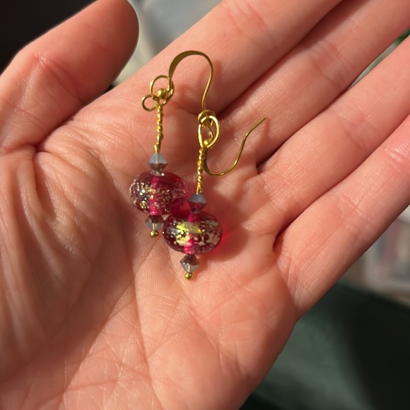 Red Glass Earrings - Picture 4 of 4